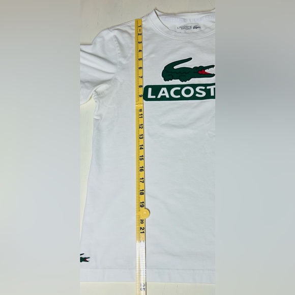 Lacoste Men's White Tee with Green Logo Size Small Preppy Old Money Classic - Picture 8 of 11
